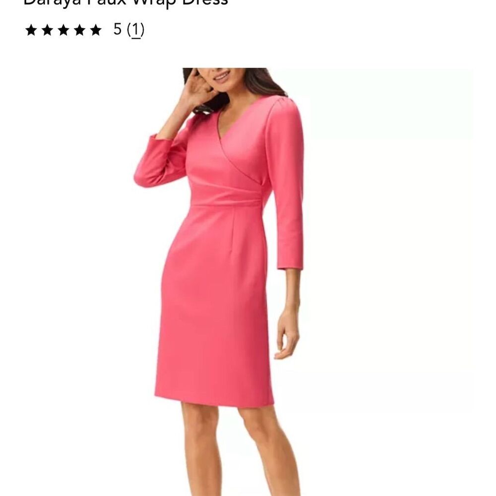 BOSS by Hugo Boss Women's Pink Faux Wrap Dress Size 10, 3/4 Sleeve